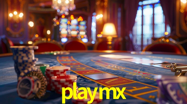 Una escena digital vívida inspirada en casino con playmx mostrado prominentemente, luces brillantes, fichas, cartas y acentos dorados.